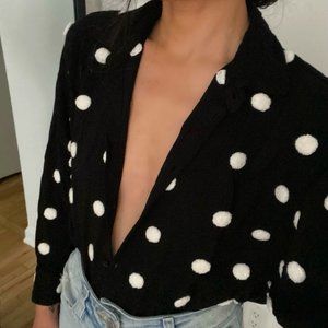 ZARA Dotted Button Down Top